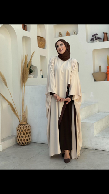 Abaya Aya en deux pièces beige